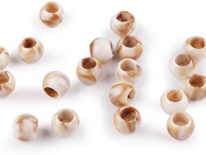 Plastové korálky s velkým průvlekem imitující mramor 10x12 mm