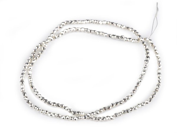 Skleněné korálky broušené ohňovky 2 mm metalické, na drátku