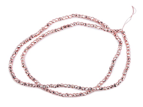 Skleněné korálky broušené ohňovky 2 mm metalické, na drátku