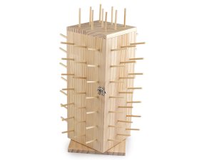 Dřevěný stojan na nitě otočný s úložným prostorem, výška 44 cm
