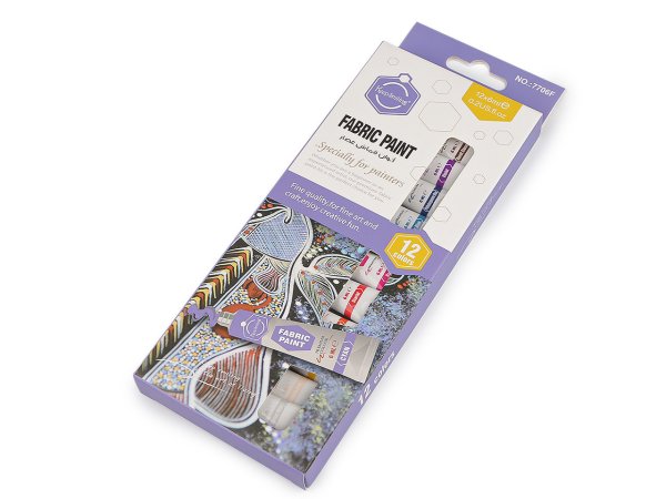 Barvy na textil sada 12 barev x 6 ml