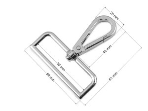 Kovová karabina otočná, průvlek 50 mm