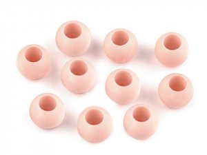 Plastové korálky matné s velkým průvlekem 10x12 mm