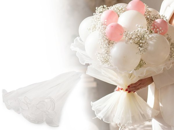 Plisovaná organzová manžeta na květiny s korálky šíře 48 cm