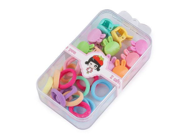 Mini gumičky a skřipce do vlasů v boxu