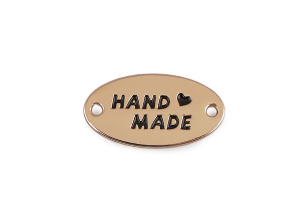 Kovový štítek k našití Handmade