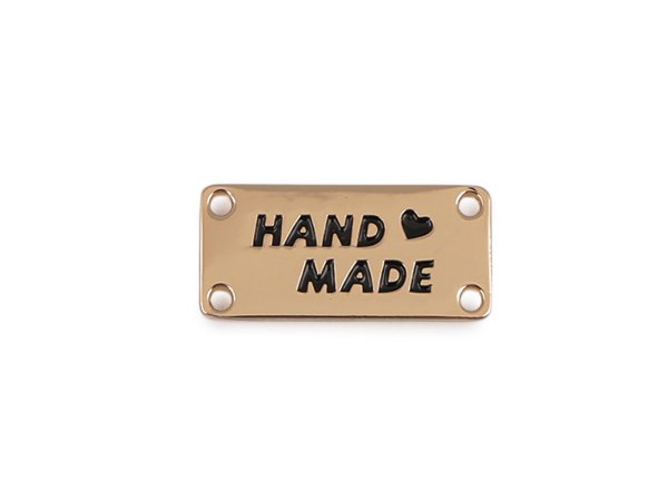 Kovový štítek k našití Handmade