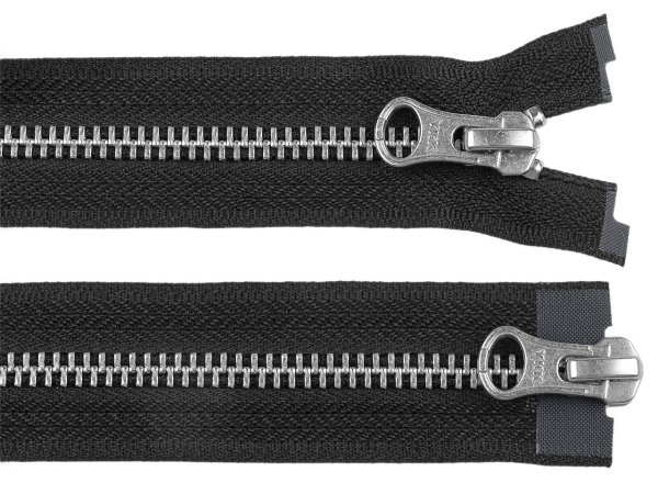 Zip kovový YKK No 5 dělitelný 2 jezdce / dvoucestný 80 cm na kožené bundy