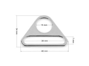 Trojúhelníkový kovový průvlek šíře 38 mm