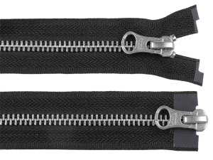Zip kovový YKK No 5 dělitelný 2 jezdce / dvoucestný 90 cm na kožené bundy