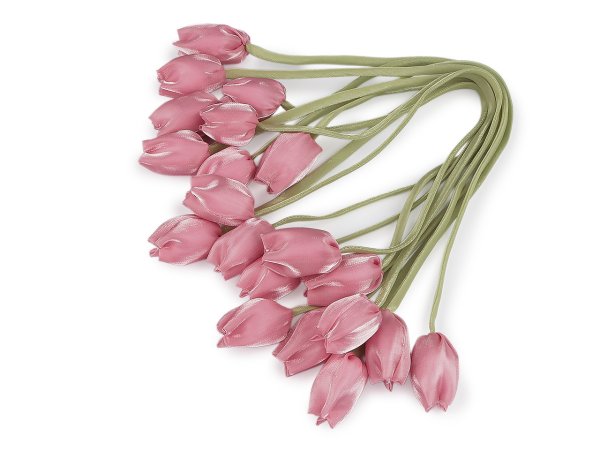 Stuha šitá saténová s tulipány