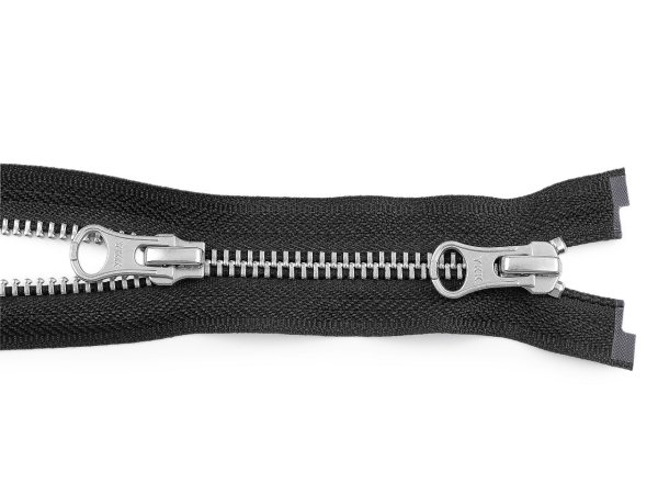 Zip kovový YKK No 5 dělitelný 2 jezdce / dvoucestný 80 cm na kožené bundy