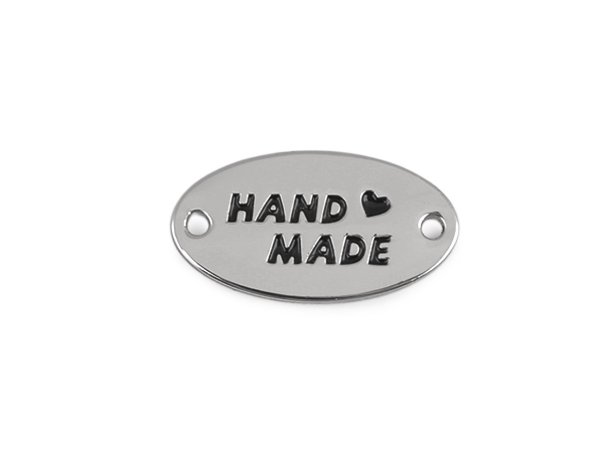 Kovový štítek k našití Handmade