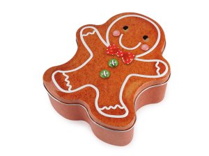 Vánoční plechová dárková krabička Santa, perníček, sněhulák
