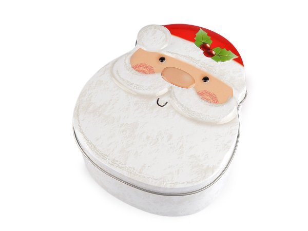Vánoční plechová dárková krabička Santa, perníček, sněhulák