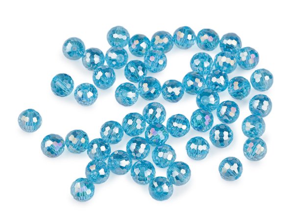 Skleněné korálky broušené ohňovky 10 mm s AB efektem