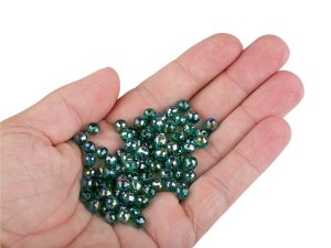Skleněné korálky broušené ohňovky 6 mm s AB efektem
