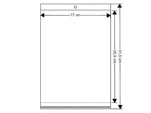 PP sáček s lepicí klopou a závěsem 17x25,5 - 26 cm
