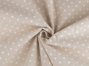 Bavlněná metráž / imitace lnu hrubší, puntíky