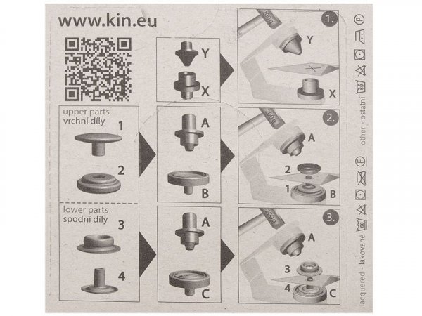 Knoflíky stiskací s kroužkem Ø15 mm na silné látky, barevný lak