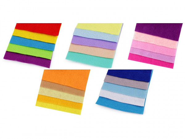 Barevná sada dekorativních filců / plstí soft 10x45 cm