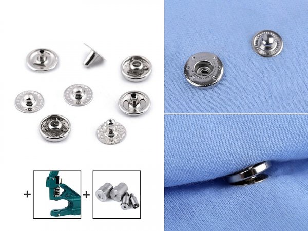 Knoflíky stiskací s pérkem Ø12 mm na středně silné látky