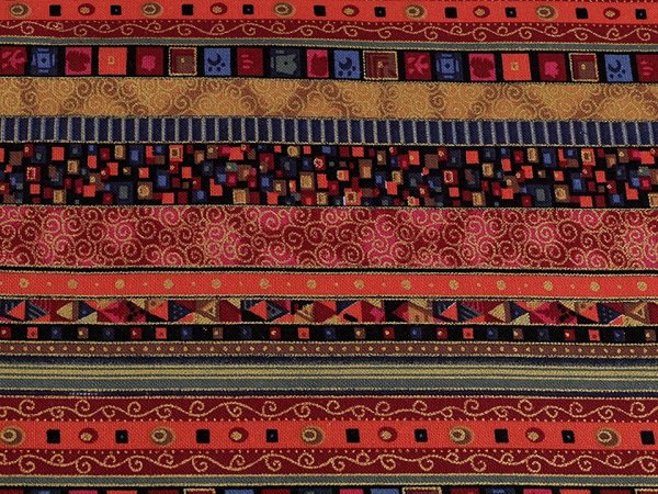 Bavlněná látka / plátno se zlatým potiskem - africký, etnický styl