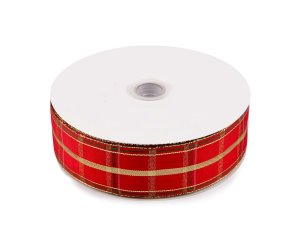 Károvaná stuha s lurexem šíře 40 mm