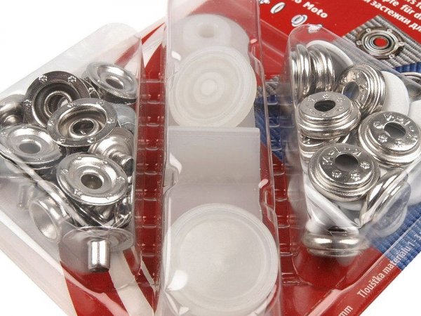Knoflíky stiskací s kroužkem Ø15 mm na silné látky, barevný lak