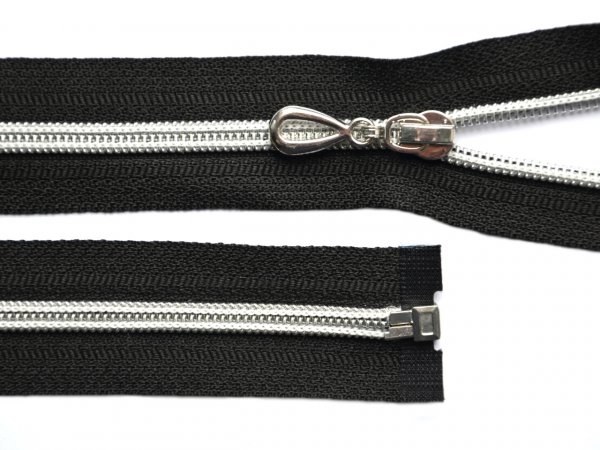 Spirálový zip se stříbrnými zoubky No 5 délka 65 cm