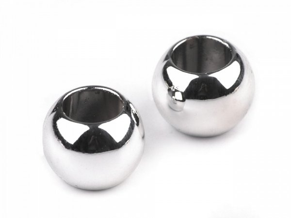 Plastové korálky Metalic s velkým průvlekem 8x10 mm