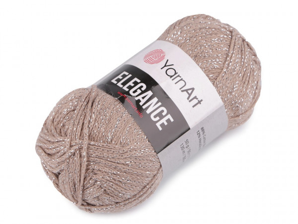 Bavlněná pletací příze Elegance s metalickým vláknem 50 g