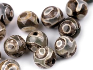 Tibetský achát Dzi, minerální korálky  Ø8 mm