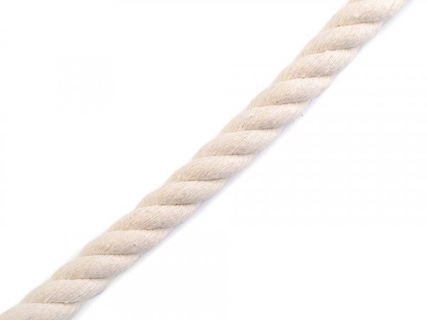 Bavlněná šňůra kroucená  Ø10 mm tuhá, macrame