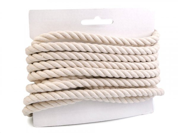 Bavlněná šňůra kroucená  Ø10 mm tuhá, macrame