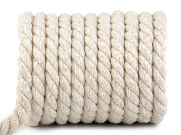 Bavlněná šňůra kroucená Ø12 mm, návin 10 m, macrame