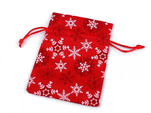 Vánoční dárkový pytlík vločky 10x13 cm imitace juty