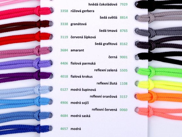 Oděvní šňůra PES Ø2 mm, 4 mm barevnice