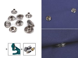 Knoflíky stiskací s kroužkem Ø15 mm (AM6 - O-SPRING) na silné látky, sypané