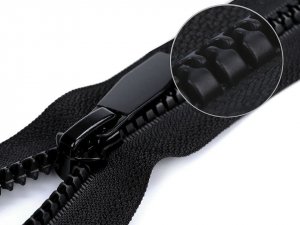 Kostěný zip No 5 délka 70 cm kulaté zoubky, s ozdobným jezdcem