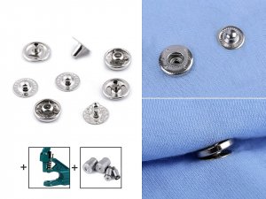 Knoflíky stiskací s pérkem Ø10 mm na středně silné látky