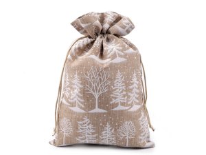 Vánoční dárkový pytlík stromeček 20x30 cm imitace juty