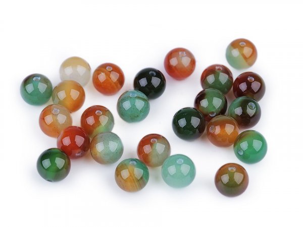 Achát multicolor dobarvený, minerální korálky Ø8 mm