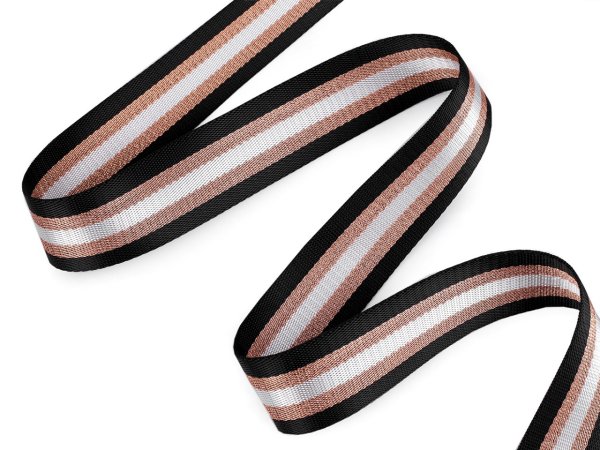 Hladký oboustranný popruh s lurexem šíře 38 mm