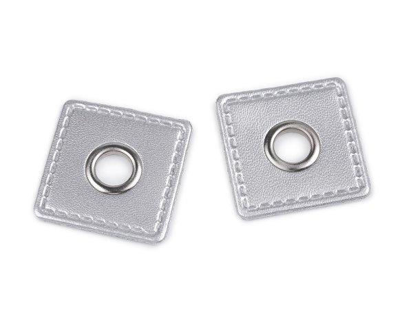Průchodka s koženkovým čtverečkem k našití, průvlek 8 mm