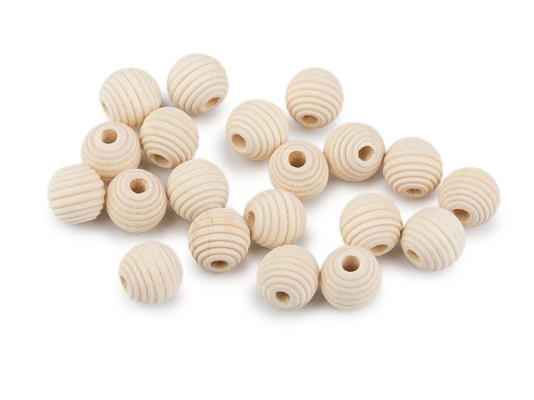 Dřevěné korálky nelakované vroubkované Ø14 mm
