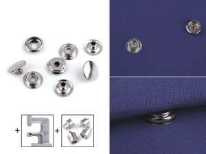 Knoflíky stiskací s kroužkem Ø15 mm (AM6) na silné látky, sypané