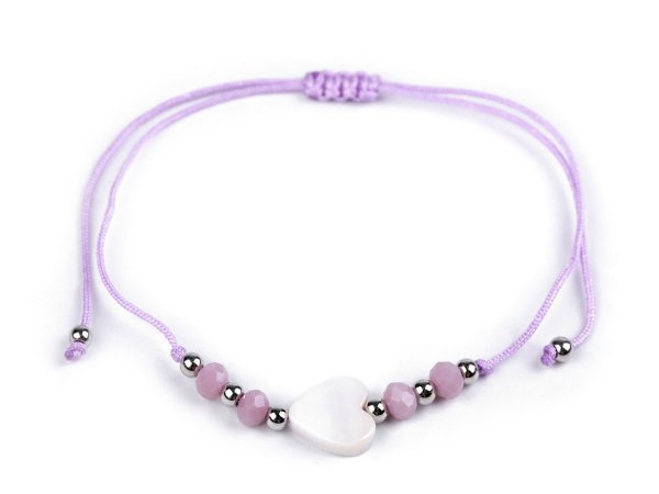 Náramek shamballa perleťové srdce