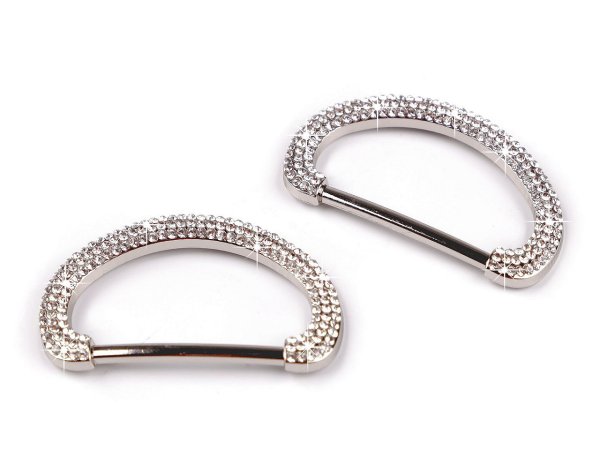 Designová spona s broušenými kamínky, průvlek 30 mm