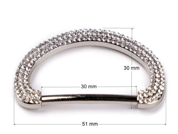 Designová spona s broušenými kamínky, průvlek 30 mm